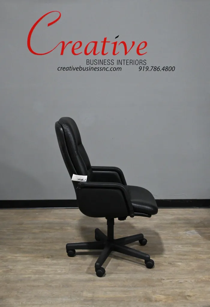 High-Back Black Vinyl Conference Chair - Image 2